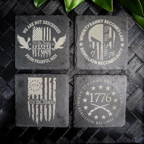 Patriotic Slate Coaster Set 1776 Coasters Slate Coasters- American Flag Coaster - Picture 13 of 16